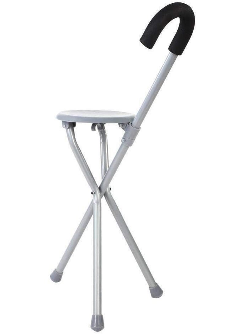 عصا مشي مع مقعد، كرسي مشي لكبار السن، عكاز متعدد الوظائف، قابل للطي، مانع للانزلاق، مزود بمصباح. - Image 2